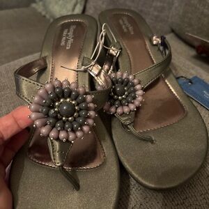 Simply Vera Vera Wang Beaded Sandals - Silver and Purple